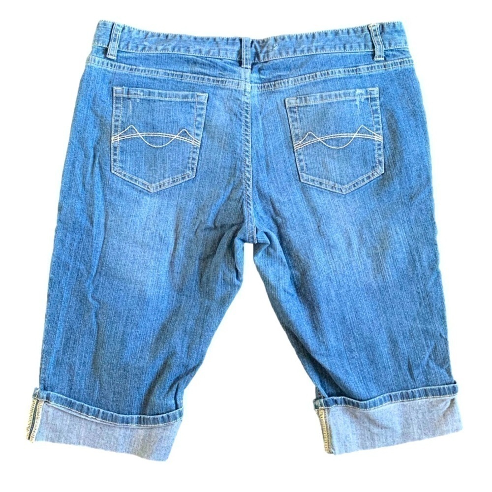Mossimo Blue Denim Capri Jeans With Calf Cuffs Fit 6